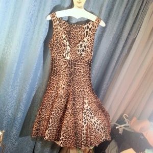 Animal print swing rockabilly fit n flare dress